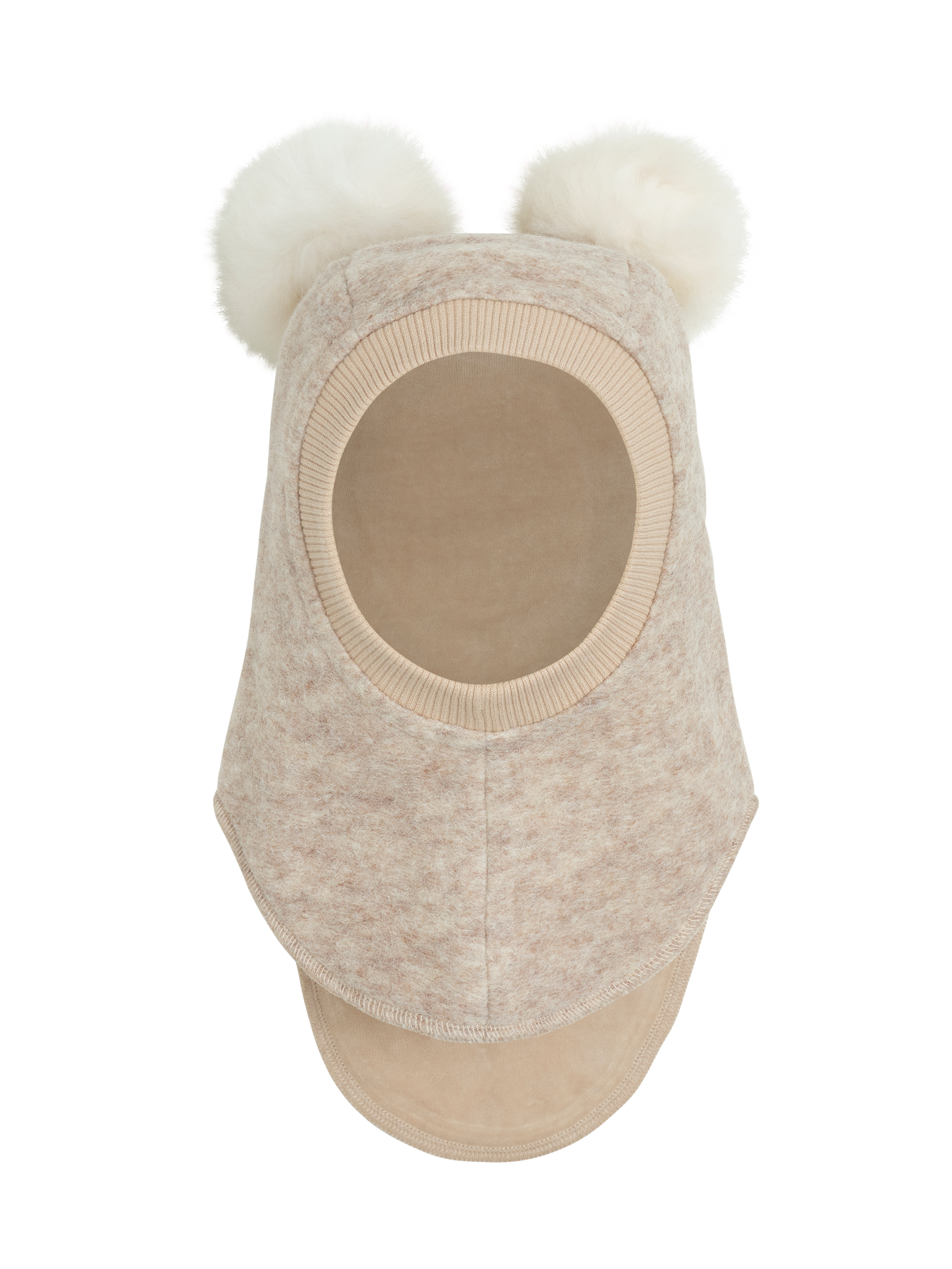 Huttelihut Balaclava Wool Alpaca Pompoms - Sand Melange